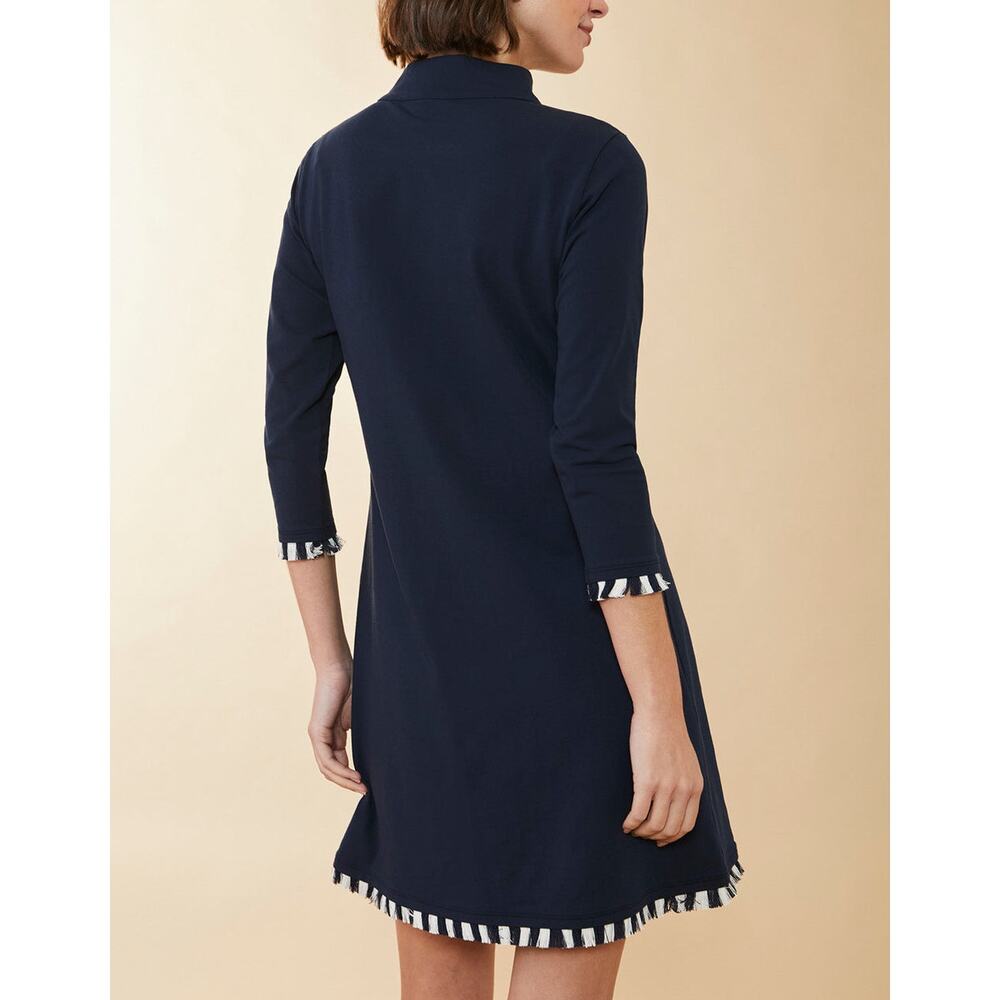 Spartina 449 Nora Half Zip Fringe Dress Navy Small Preppy Resort Coastal - Picture 10 of 10
